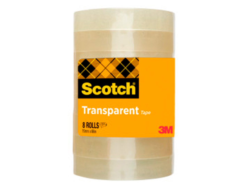 CINTA ADHESIVA SCOTCH TRANSPARENTE 66 MT X 19 MM PACK DE 8 UNIDADES