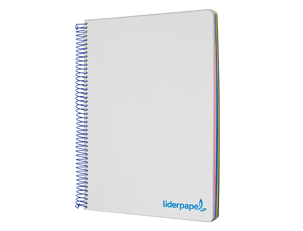 CUADERNO ESPIRAL LIDERPAPEL A4 MICRO WONDER TAPA PLASTICO 120H 90 GR CUADRO 5MM 5 BANDAS 4 TALADROS COLOR GRIS