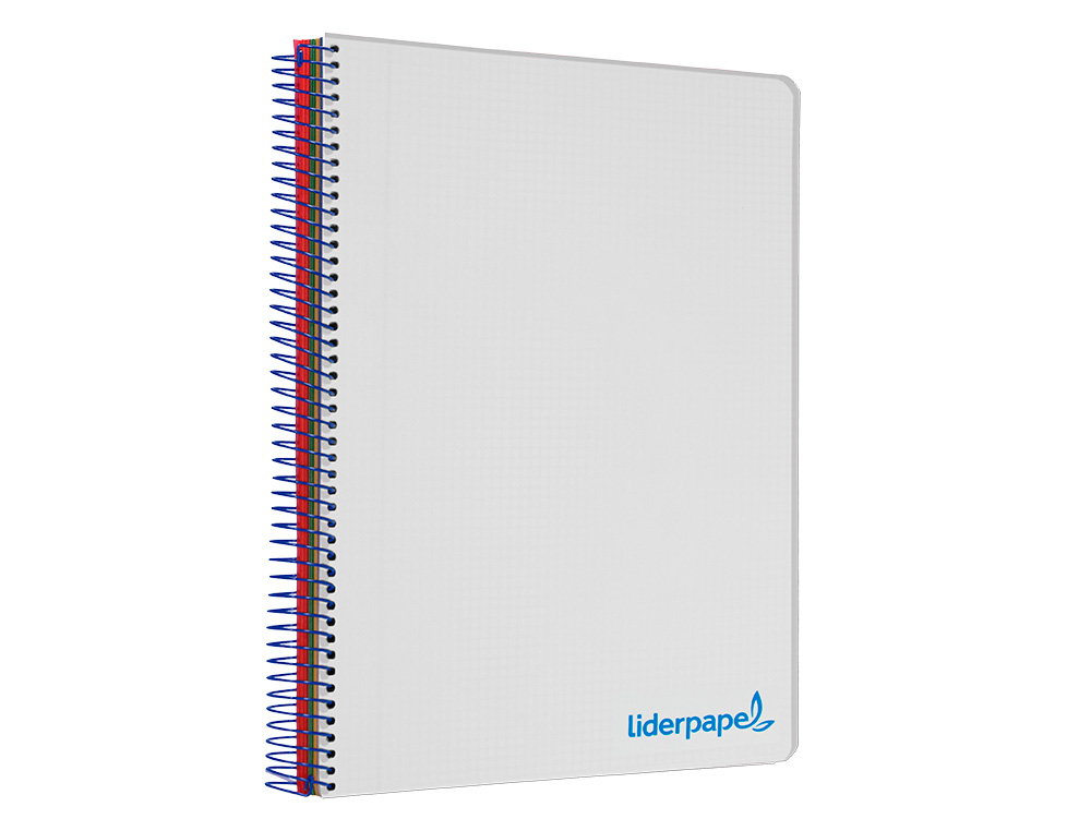 CUADERNO ESPIRAL LIDERPAPEL A4 MICRO WONDER TAPA PLASTICO 120H 90 GR CUADRO 5MM 5 BANDAS 4 TALADROS COLOR GRIS