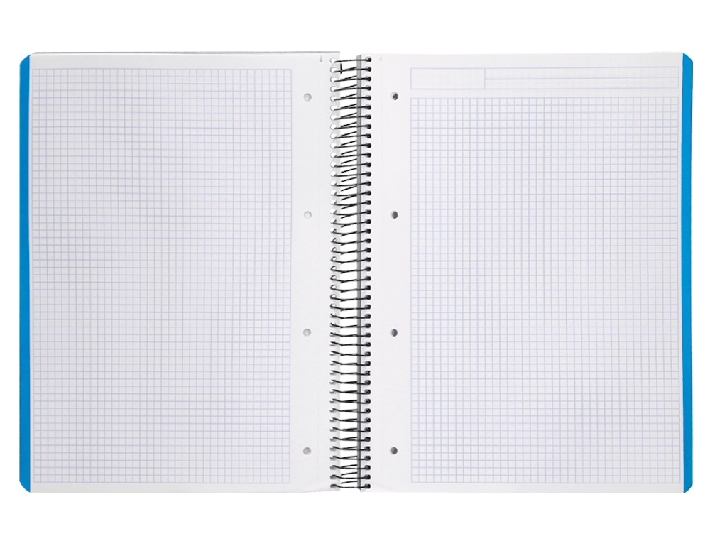 CUADERNO ESPIRAL LIDERPAPEL A4 MICRO WONDER TAPA PLASTICO 120H 90 GR CUADRO 5MM 5 BANDAS 4 TALADROS COLOR GRIS