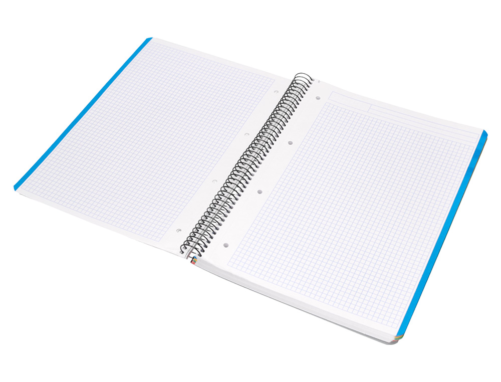 CUADERNO ESPIRAL LIDERPAPEL A4 MICRO WONDER TAPA PLASTICO 120H 90 GR CUADRO 5MM 5 BANDAS 4 TALADROS COLOR GRIS