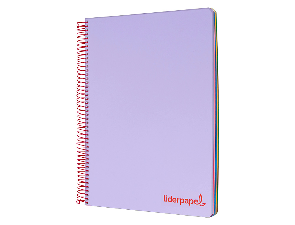 CUADERNO ESPIRAL LIDERPAPEL A5 MICRO WONDER TAPA PLASTICO 120H 90G CUADRO 5MM 5 BANDAS 6 TALADROS COLOR VIOLETA