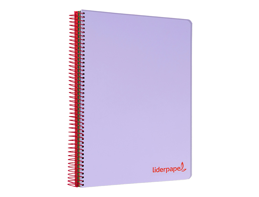 CUADERNO ESPIRAL LIDERPAPEL A5 MICRO WONDER TAPA PLASTICO 120H 90G CUADRO 5MM 5 BANDAS 6 TALADROS COLOR VIOLETA