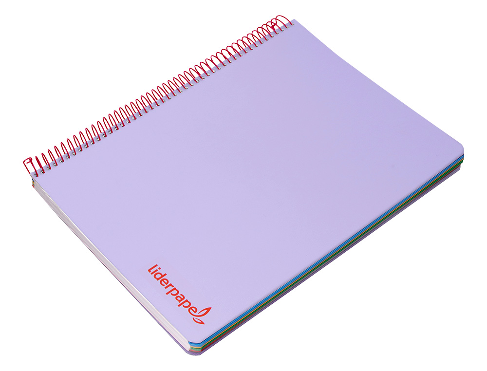 CUADERNO ESPIRAL LIDERPAPEL A5 MICRO WONDER TAPA PLASTICO 120H 90G CUADRO 5MM 5 BANDAS 6 TALADROS COLOR VIOLETA