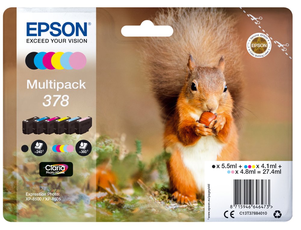 INK-JET EPSON 378 EXPRESSION HOME XP-8605 / 15000 / 8500 NEGRO AMARILLO CIAN MAGENTA CIAN CLARO MAGENTA CLARO 360