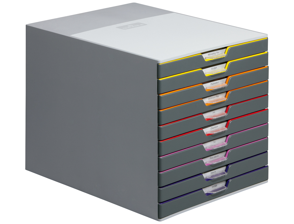 FICHERO CAJONES DE SOBREMESA DURABLE VARICOLOR APILABLES 10 CAJONES PLASTICO 292X280X356 MM